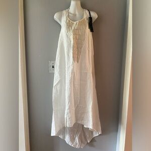 NWT Isaac Sellam Experience Linen Alligator Leather Dress Sarco Surteint Ice New